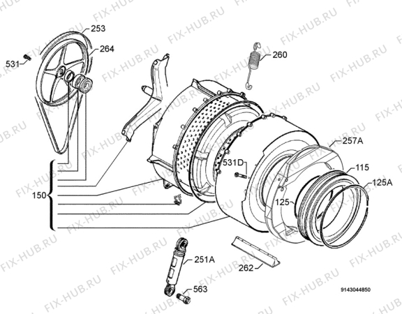 Взрыв-схема стиральной машины Arthurmartinelux AWF12370W - Схема узла Functional parts 267